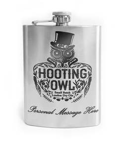 Hooting Owl Personalised Stainless Steel Hip Flask