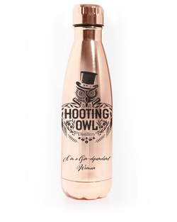 Hooting Owl Rose Gold Water Bottle